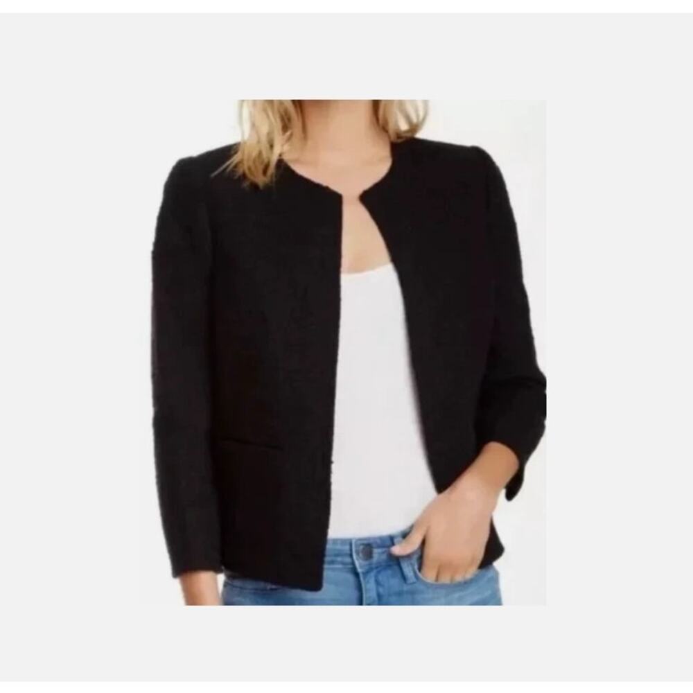 Vince Womens Black Tweed Boucle Wool Blend Blazer Jacket Sz 8 Quiet Luxury